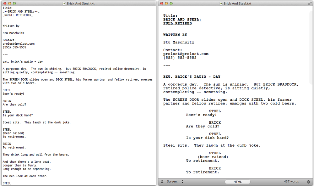 TextEdit Marked Side by Side